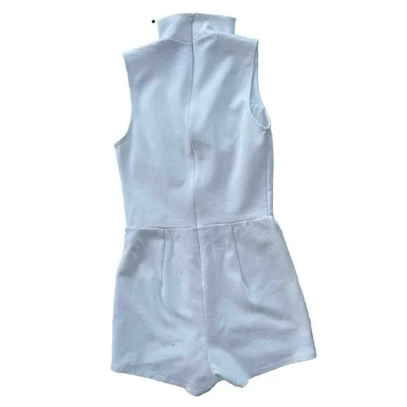 Blanc Women’s White Knit Cutout Mock Neck Romper Size M - Picture 2 of 7